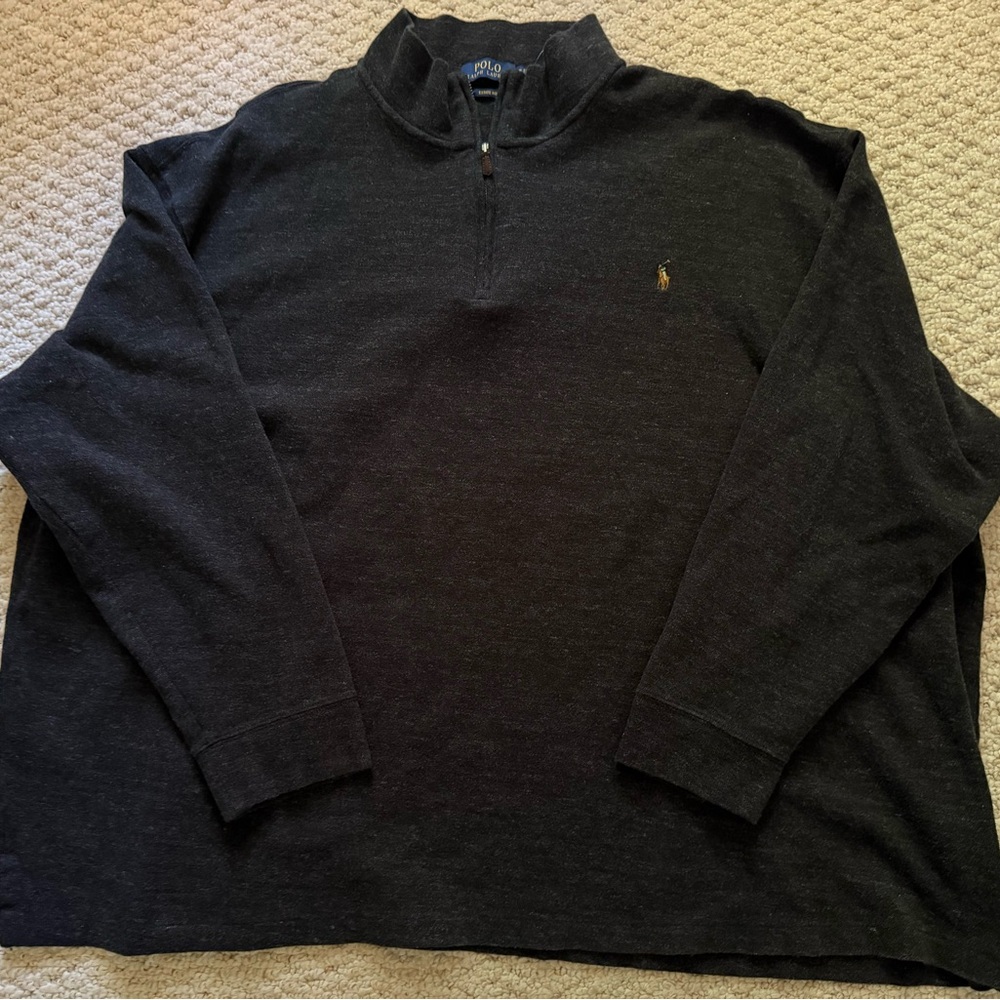 NEVER WORN Polo Ralph Lauren Luxury Jersey Quarter-Zip Charcoal Heather 5XB